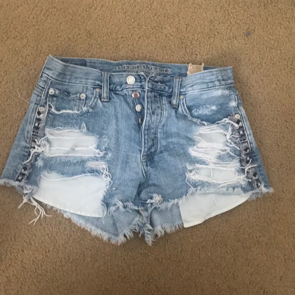 high rise denim festival shorts
